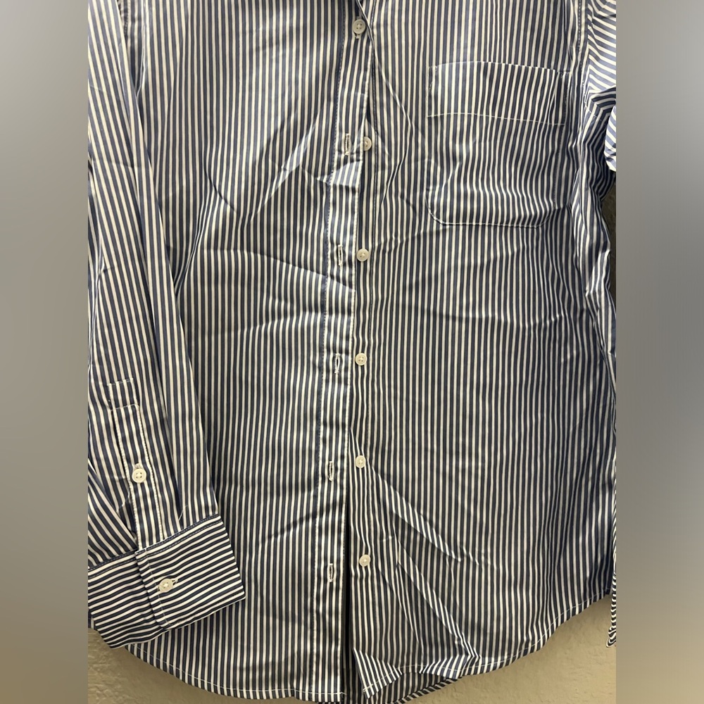 Woman Blue Striped Shirt - Picture 4 of 7
